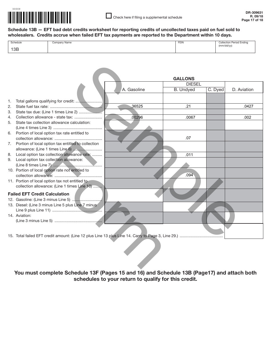 Form DR-309631 Terminal Supplier Fuel Tax Return - Sample - Florida, Page 17