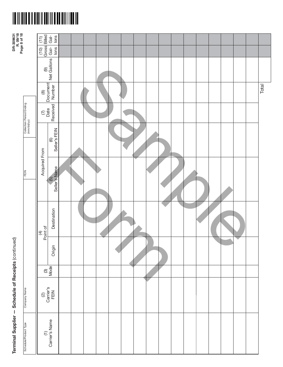 Form DR-309631 Terminal Supplier Fuel Tax Return - Sample - Florida, Page 8