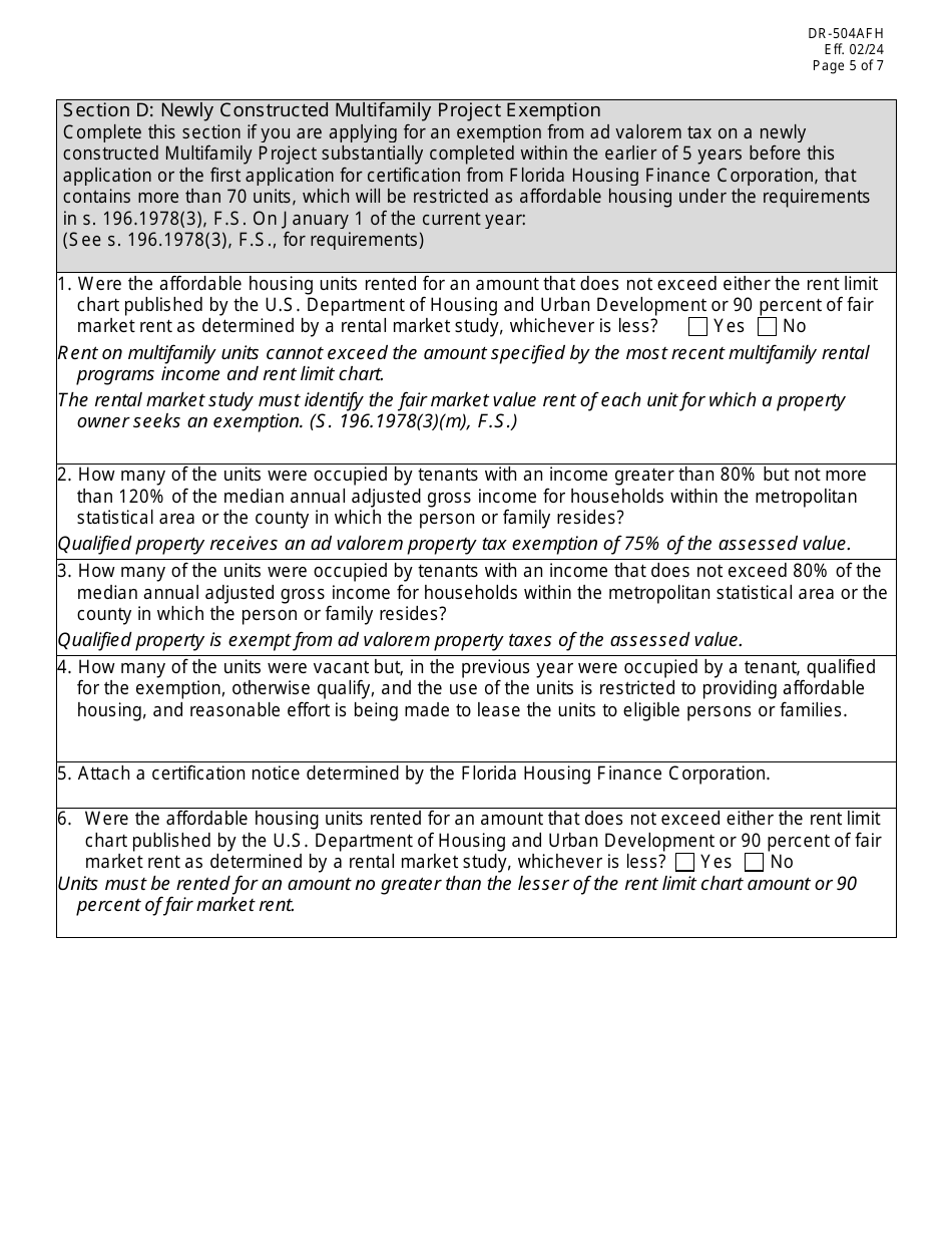 Form dr 504afh download fillable pdf or fill online ad valorem tax