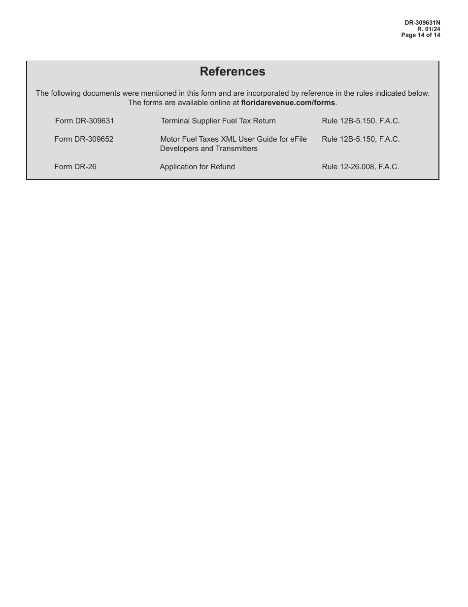 Instructions for Form DR-309631 Terminal Supplier Fuel Tax Return - Florida, Page 14