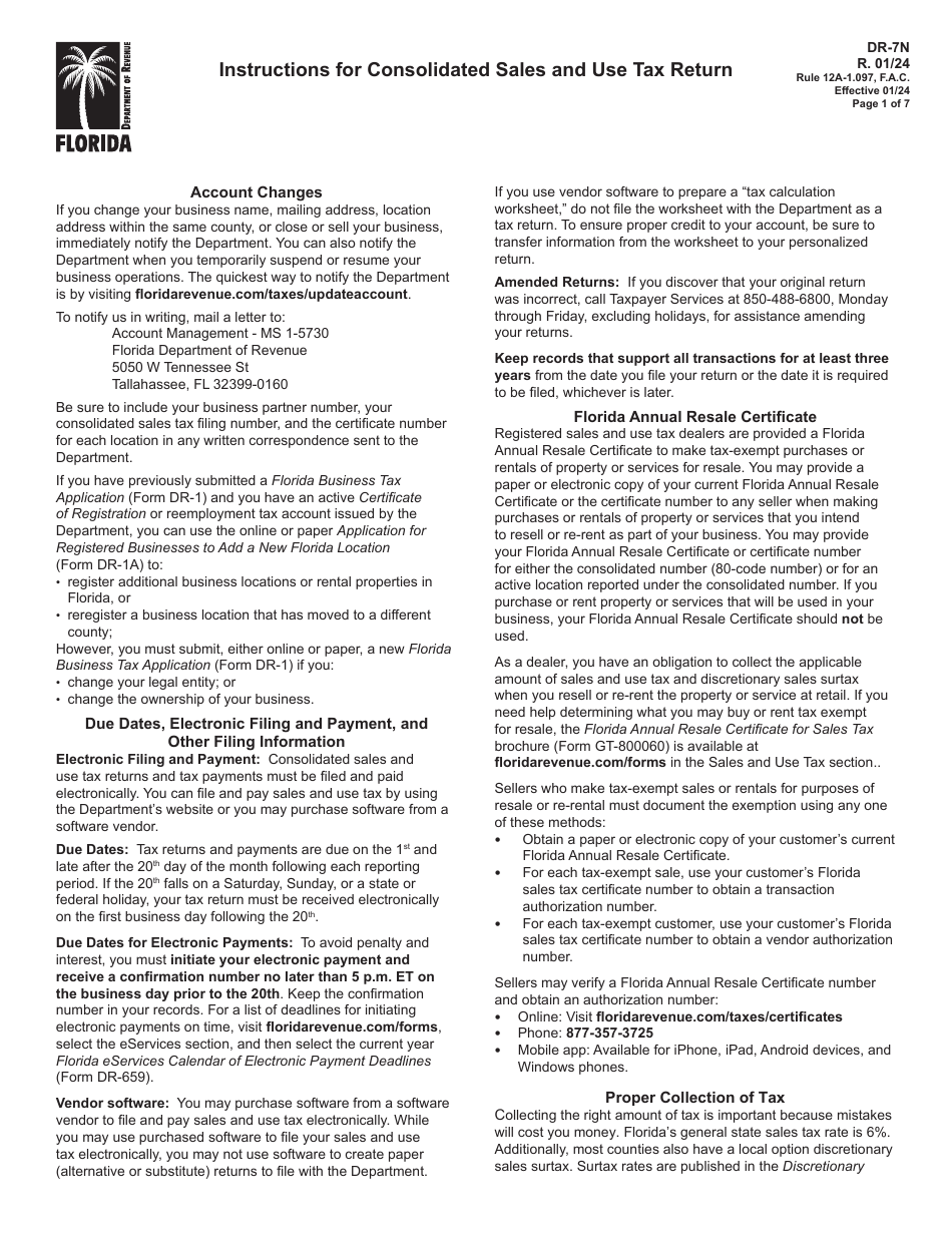 Download Instructions for Form DR-7, DR-15CON PDF | Templateroller