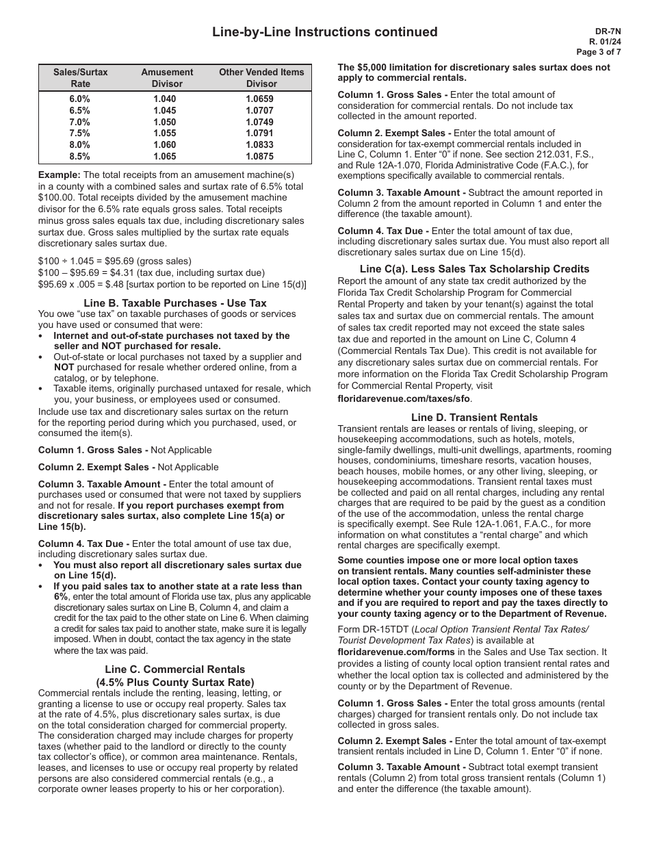 Instructions for Form DR-7, DR-15CON - Florida, Page 3
