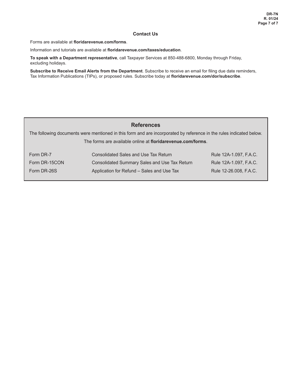 Instructions for Form DR-7, DR-15CON - Florida, Page 7