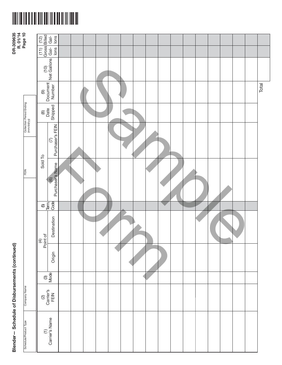 Form DR-309635 Blender Fuel Tax Return - Sample - Florida, Page 10