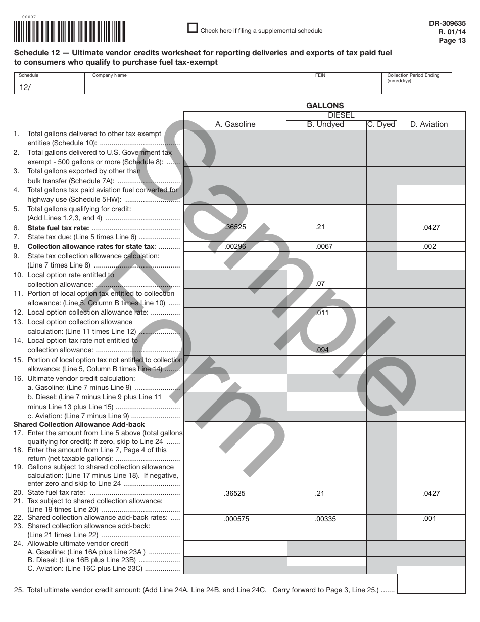 Form DR-309635 Blender Fuel Tax Return - Sample - Florida, Page 13