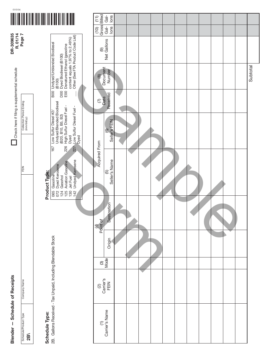 Form DR-309635 Blender Fuel Tax Return - Sample - Florida, Page 7
