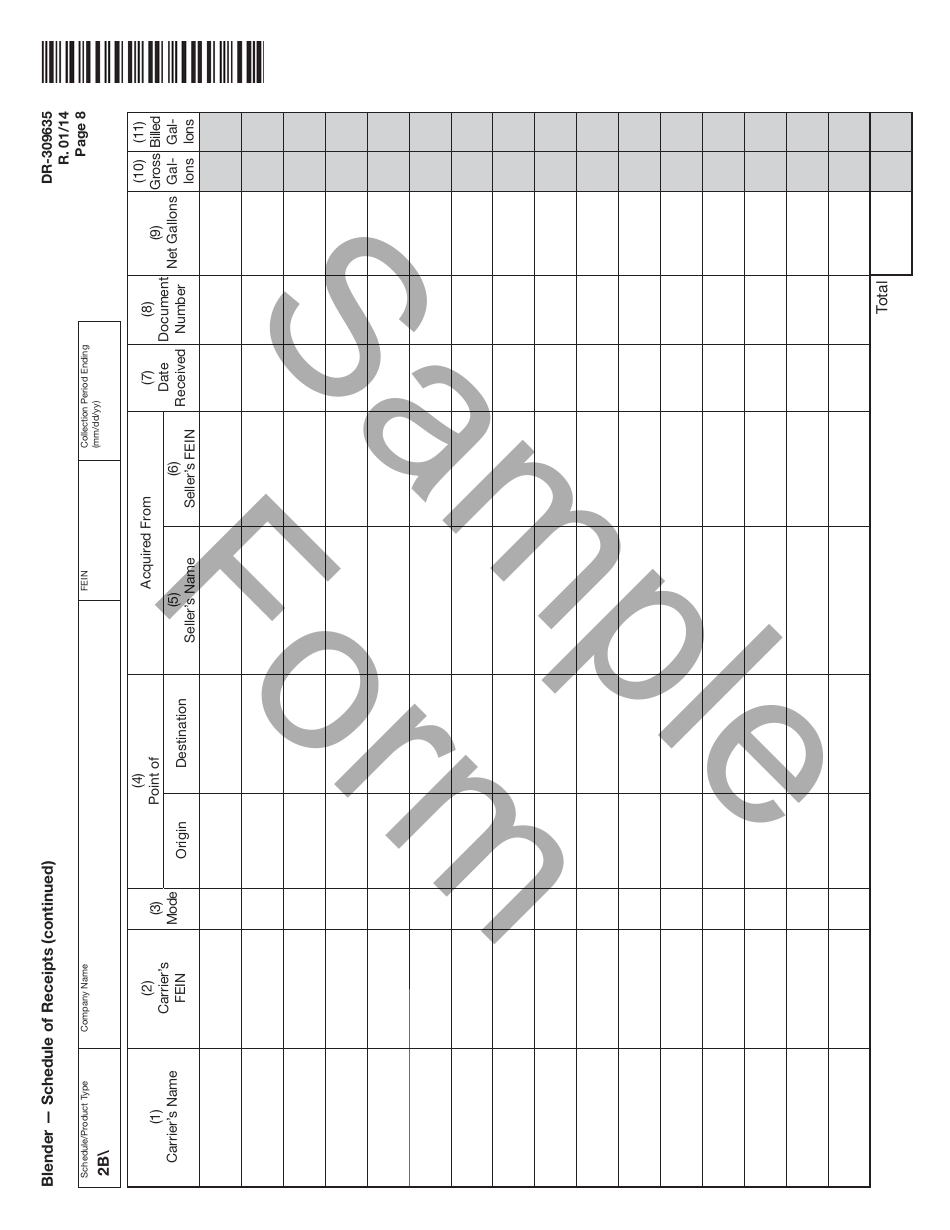 Form DR-309635 Blender Fuel Tax Return - Sample - Florida, Page 8