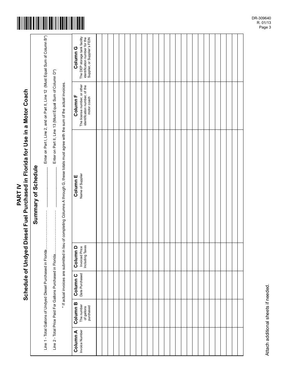 Form DR-309640 Application for Refund of Tax Paid on Undyed Diesel Consumed by Motor Coaches During Idle Time in Florida - Florida, Page 3