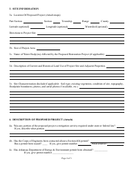 Creation and Restoration of Private Wetlands and Riparian Zones Tax Credit Application - Arkansas, Page 2