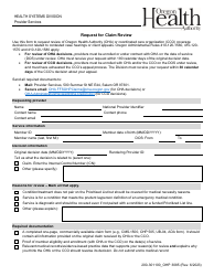 Document preview: Form OHP3085 Request for Claim Review - Oregon