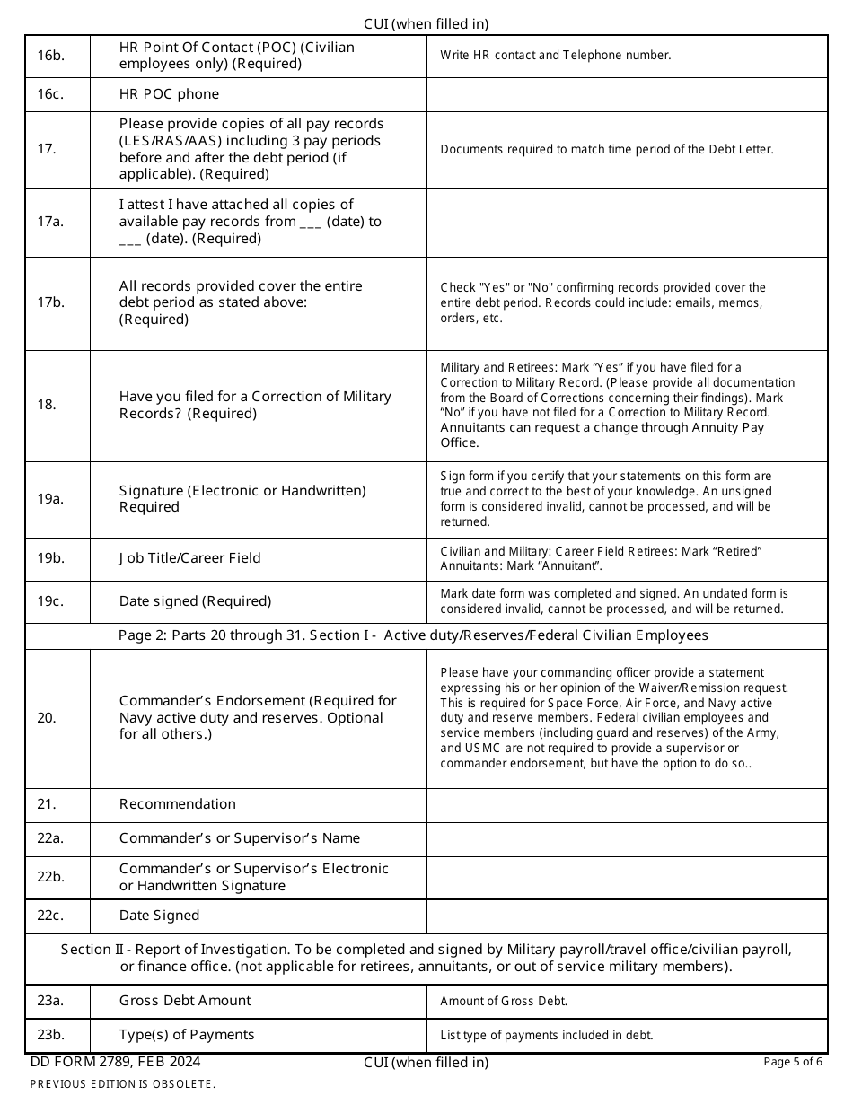 DD Form 2789 Download Fillable PDF or Fill Online Waiver/Remission of ...