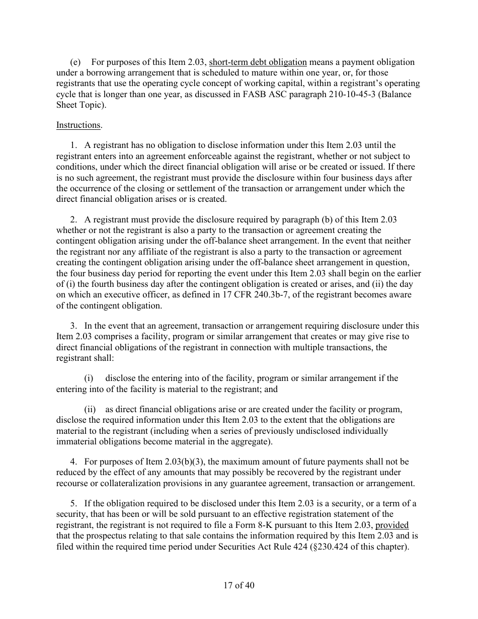 Form 8-K (SEC Form 873) Current Report Pursuant to Section 13 or 15(D) of the Securities Exchange Act of 1934, Page 17