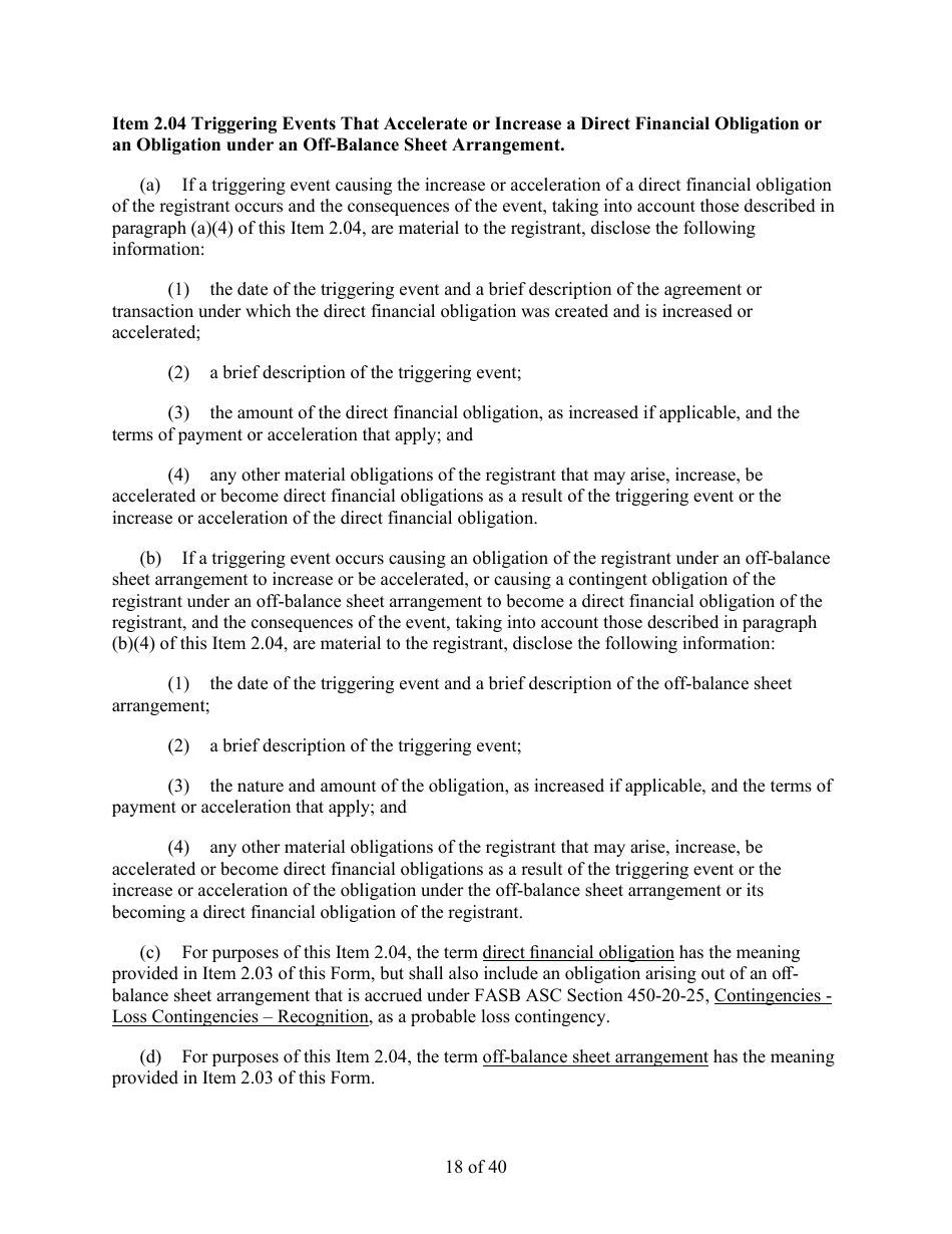 Form 8-K (SEC Form 873) Current Report Pursuant to Section 13 or 15(D) of the Securities Exchange Act of 1934, Page 18