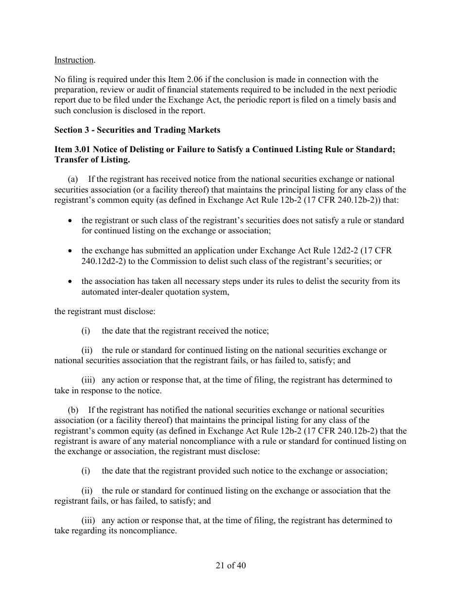 Form 8-K (SEC Form 873) Current Report Pursuant to Section 13 or 15(D) of the Securities Exchange Act of 1934, Page 21