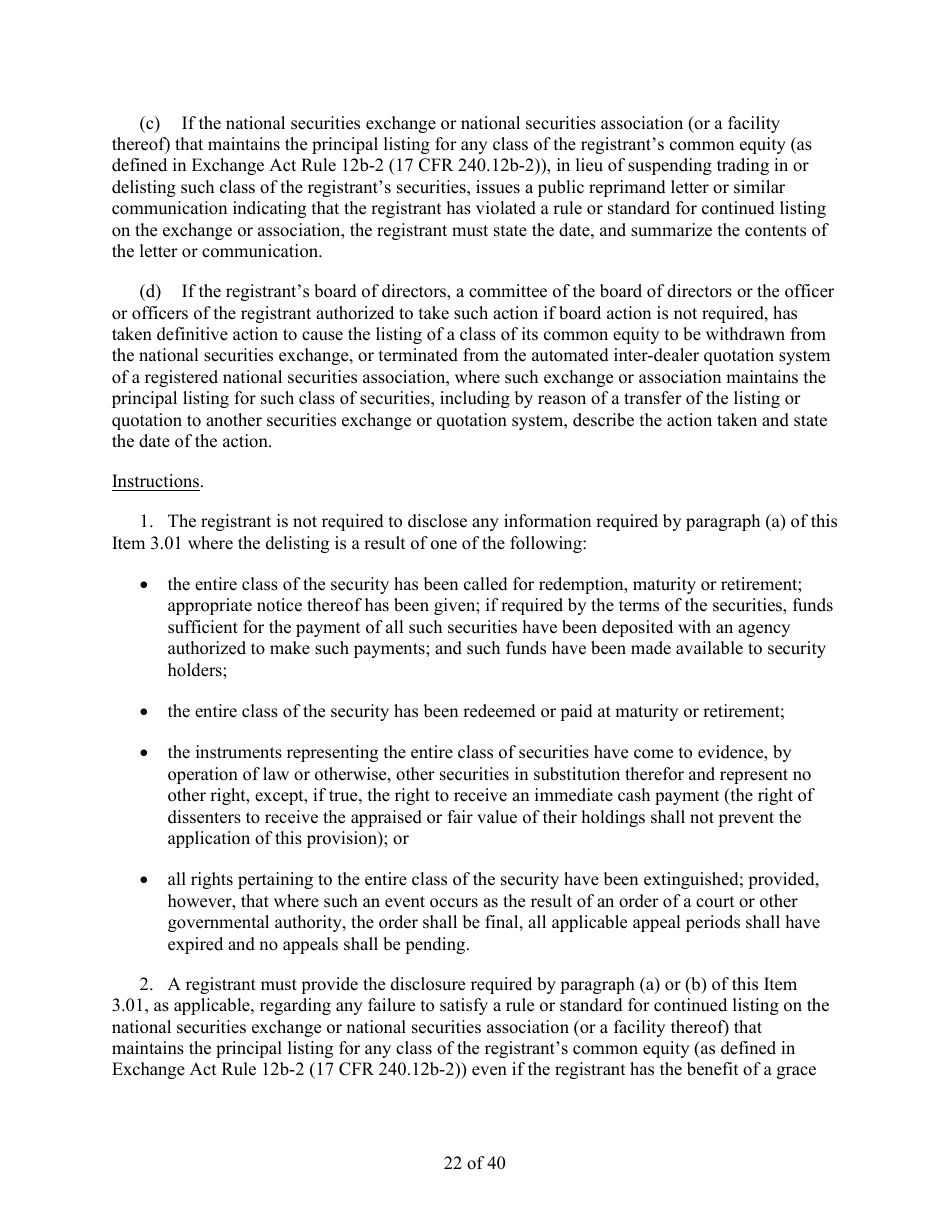 Form 8-K (SEC Form 873) Current Report Pursuant to Section 13 or 15(D) of the Securities Exchange Act of 1934, Page 22