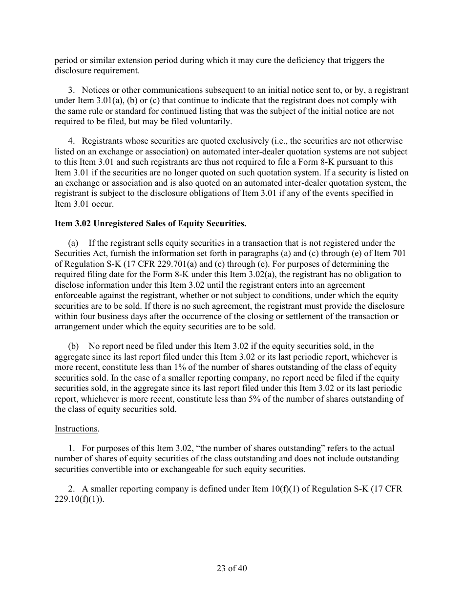 Form 8-K (SEC Form 873) Current Report Pursuant to Section 13 or 15(D) of the Securities Exchange Act of 1934, Page 23