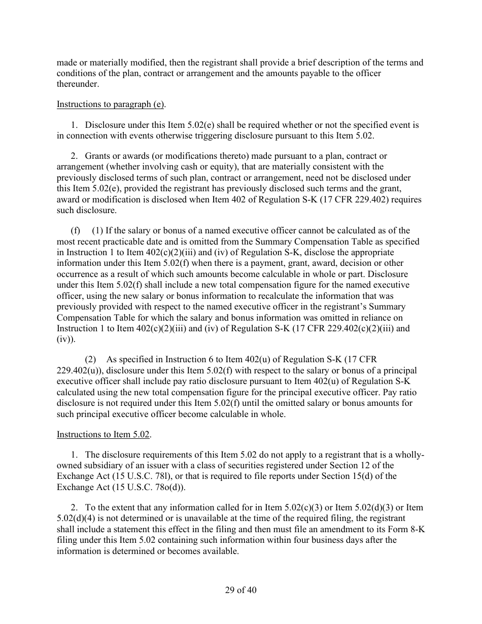 Form 8-K (SEC Form 873) Current Report Pursuant to Section 13 or 15(D) of the Securities Exchange Act of 1934, Page 29