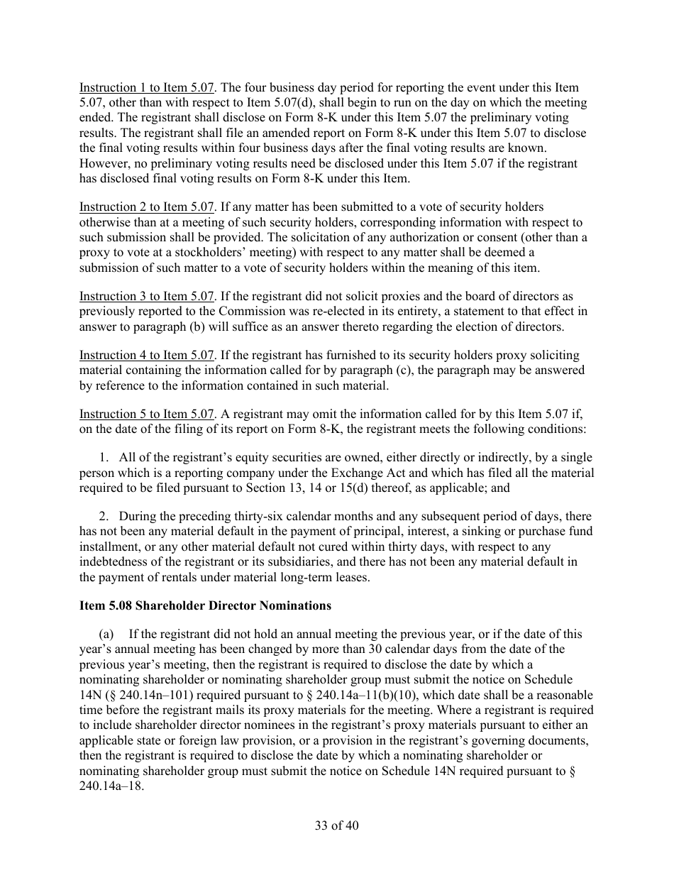 Form 8-K (SEC Form 873) Current Report Pursuant to Section 13 or 15(D) of the Securities Exchange Act of 1934, Page 33