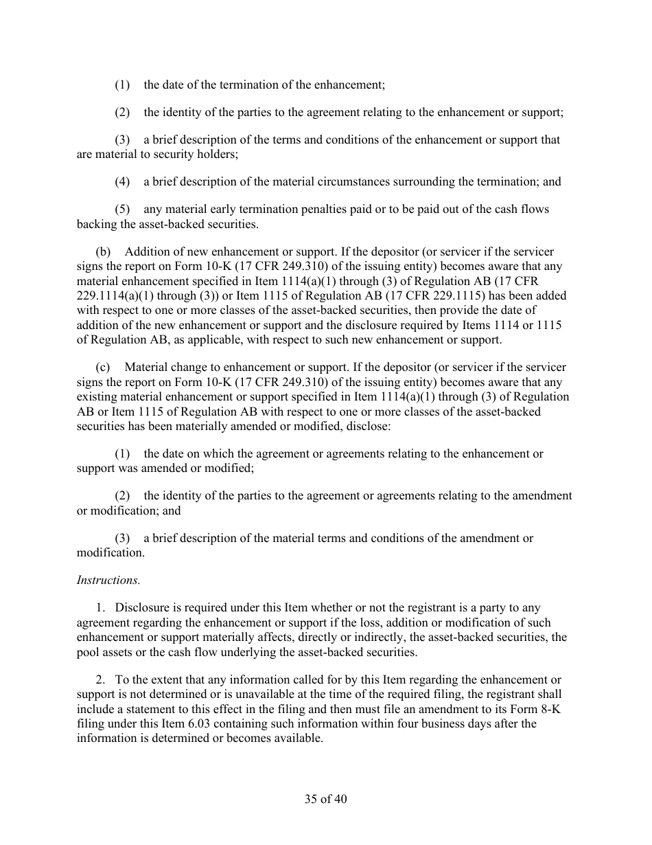 Form 8-K (SEC Form 873) Current Report Pursuant to Section 13 or 15(D) of the Securities Exchange Act of 1934, Page 35