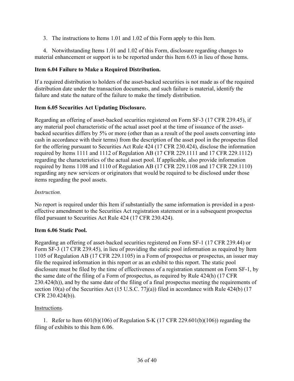Form 8-K (SEC Form 873) Current Report Pursuant to Section 13 or 15(D) of the Securities Exchange Act of 1934, Page 36