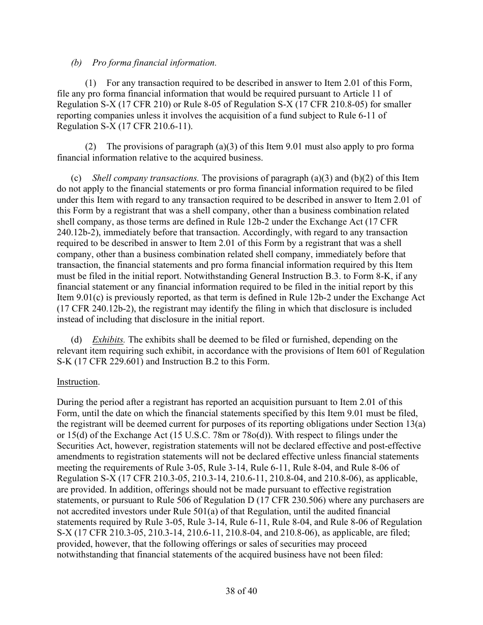 Form 8-K (SEC Form 873) Current Report Pursuant to Section 13 or 15(D) of the Securities Exchange Act of 1934, Page 38