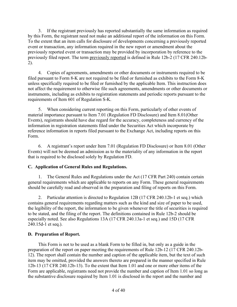 Form 8-K (SEC Form 873) Current Report Pursuant to Section 13 or 15(D) of the Securities Exchange Act of 1934, Page 4