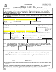 Document preview: Form DS-3077 Request for Entry Into Children's Passport Issuance Alert Program