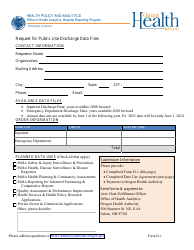 Document preview: Form D-1 Request for Public Use Discharge Data Files - Oregon