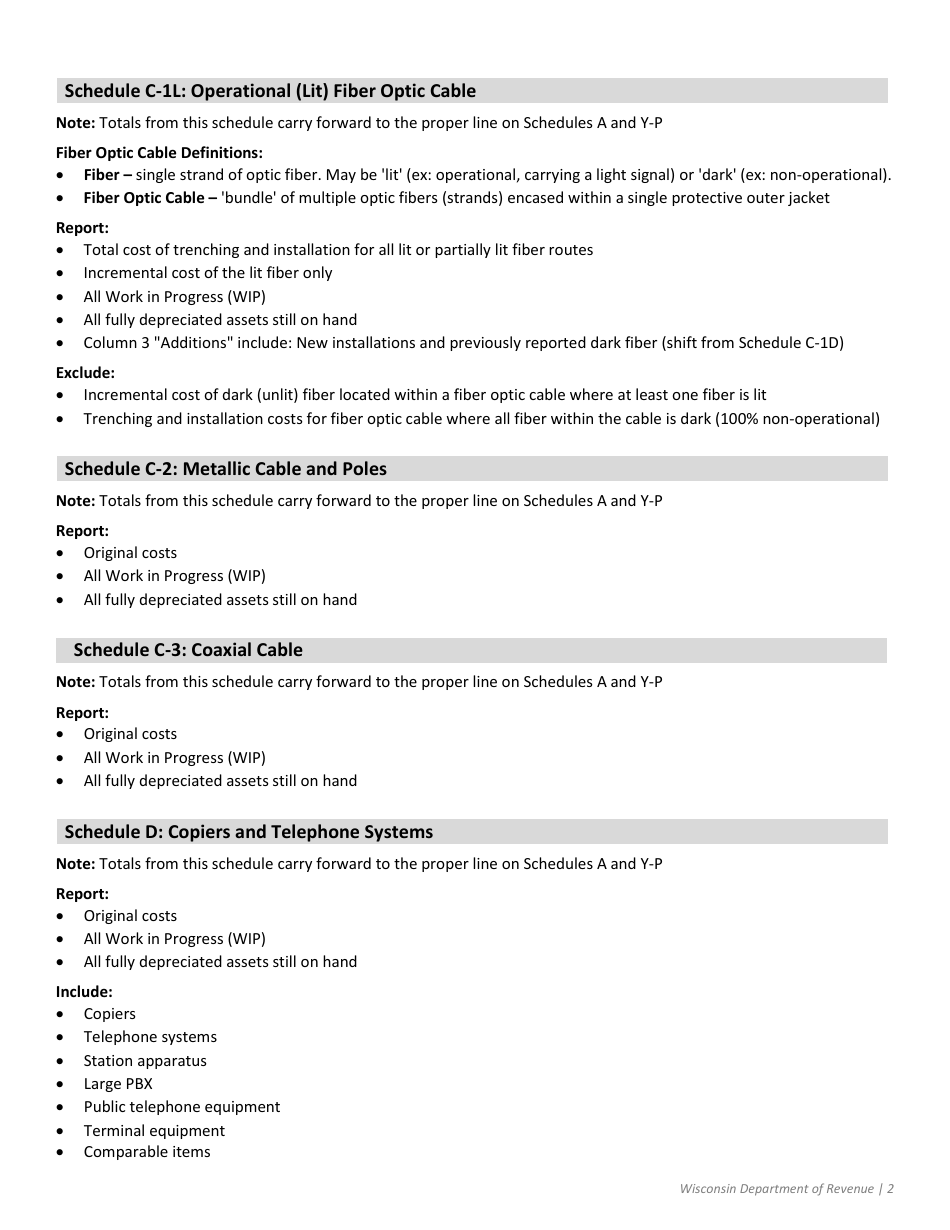 Instructions for Form T-P Wisconsin Telco Personal Property - Wisconsin, Page 2