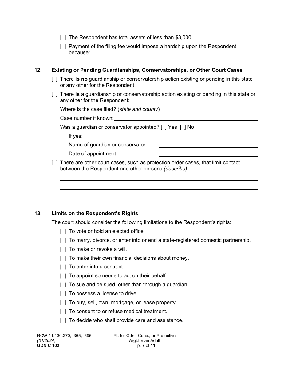 Form GDN C102 Download Printable PDF or Fill Online Petition for ...