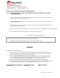 Document preview: Application for Ground Rent Redemption if You Have Received a Bill or Communication in the Past 3 Years - Maryland