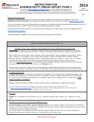 Instructions for Form 1 Business Entity Annual Report - Maryland, Page 3