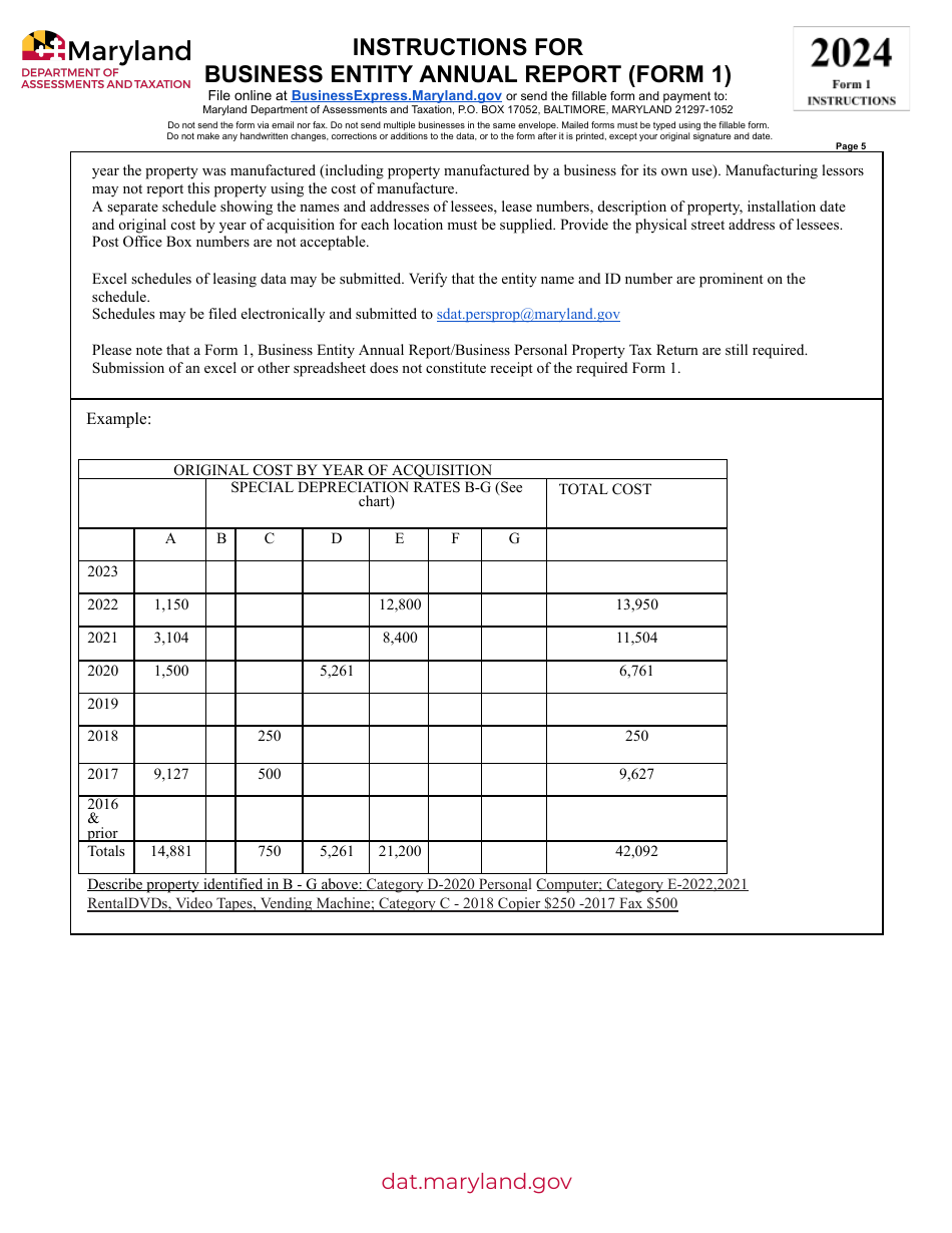 Download instructions for form 1 business entity annual report pdf
