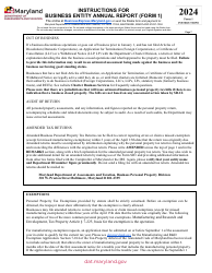 Instructions for Form 1 Business Entity Annual Report - Maryland, Page 7