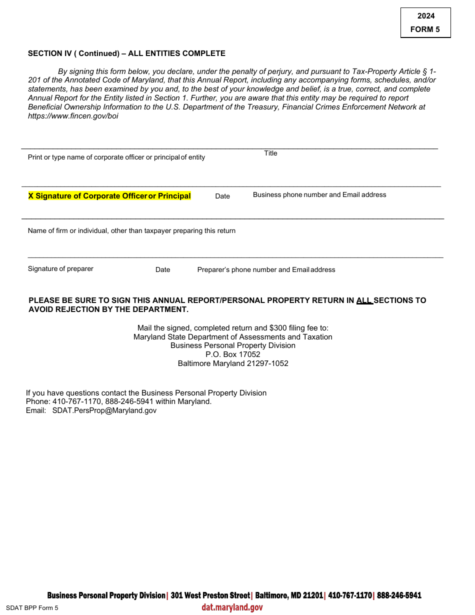 Form 5 Annual Report and Personal Property Return - Banks, Savings Banks, Savings  Loans and Trust Companies - Maryland, Page 3