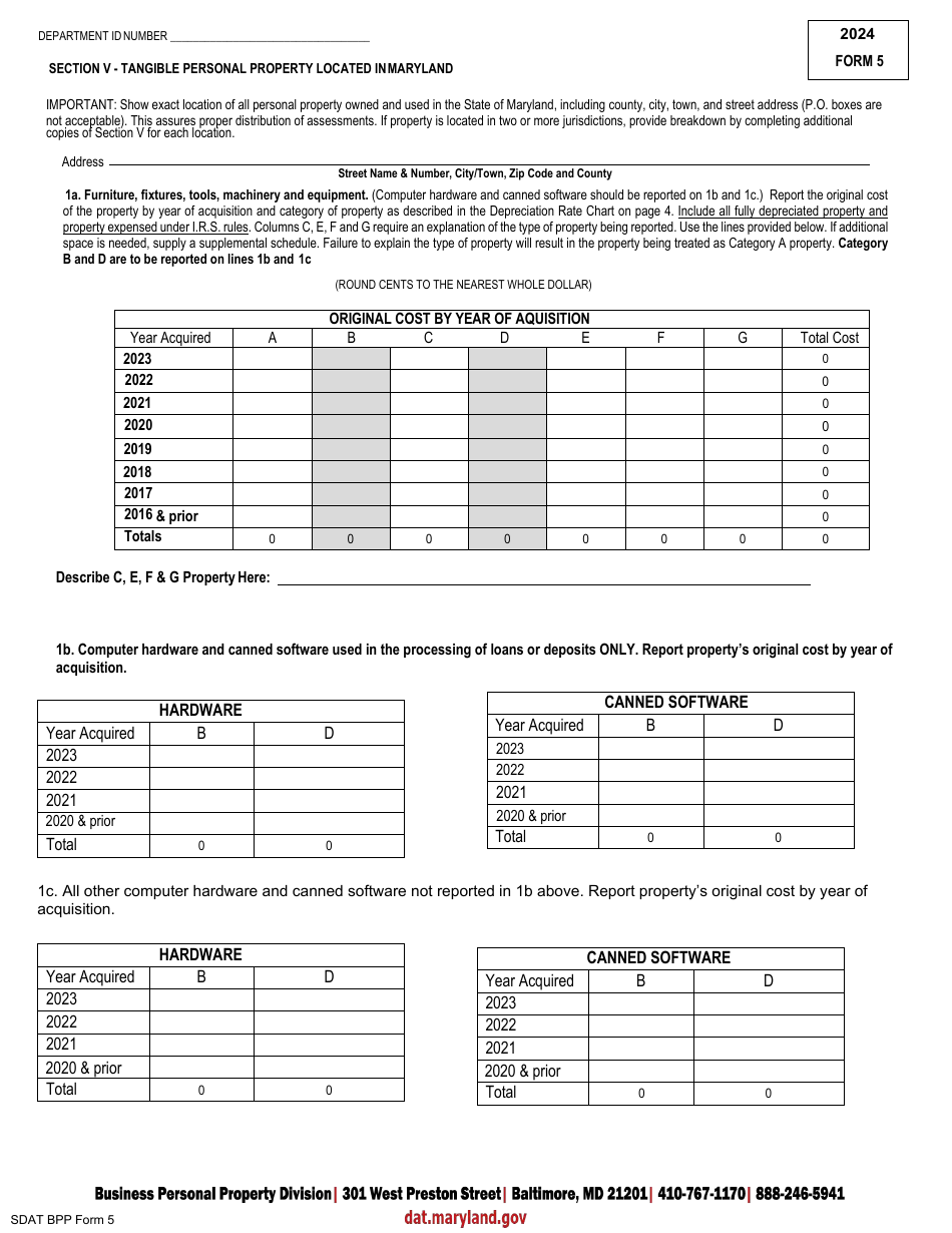 Form 5 Annual Report and Personal Property Return - Banks, Savings Banks, Savings  Loans and Trust Companies - Maryland, Page 4