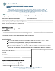 Document preview: Application for Reinstatement of a Domestic Professional Corporation - Utah