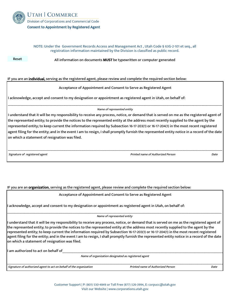 Application for Reinstatement of a Domestic Profit Corporation - Utah, Page 2