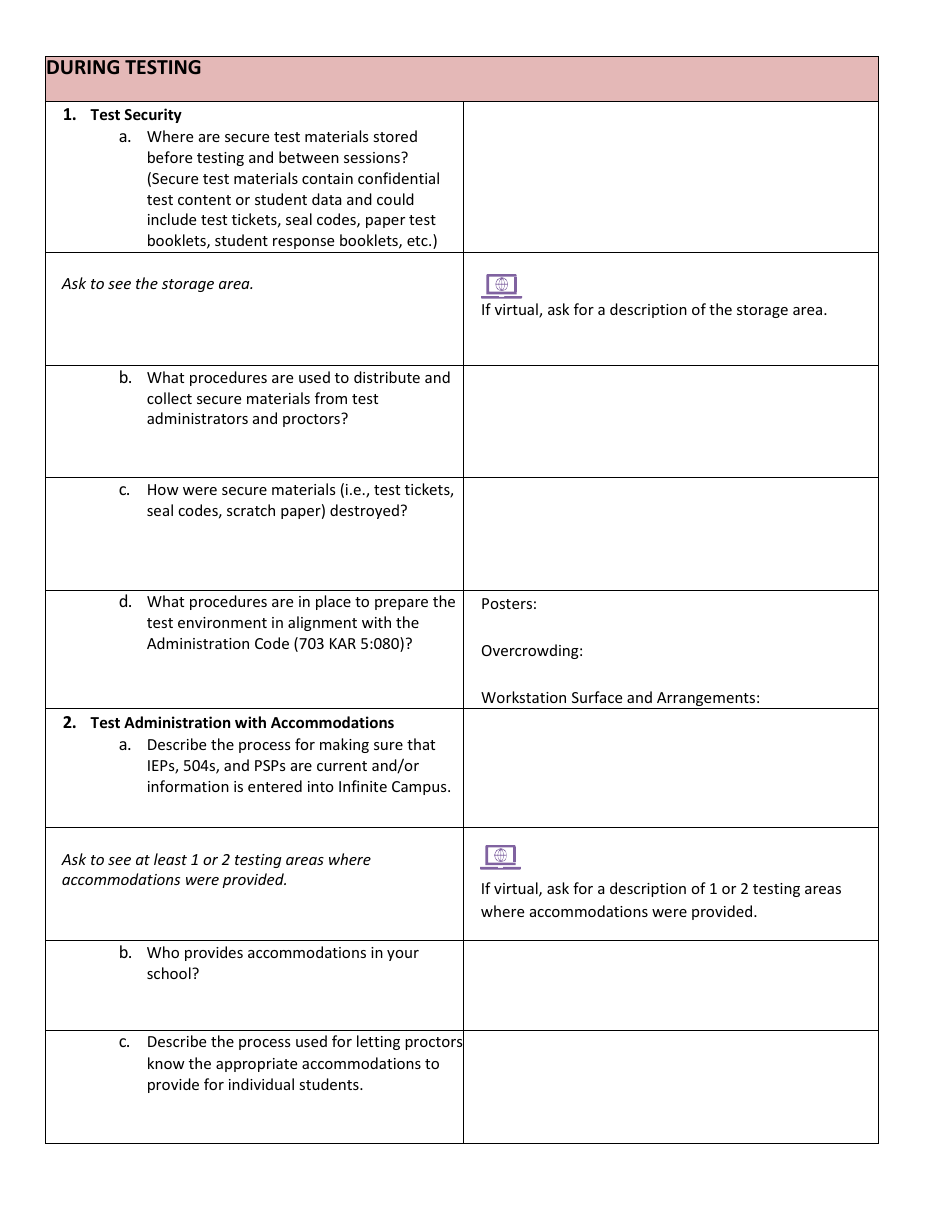 Kentucky Summative Assessments (Ksa) and Alternate Kentucky Summative Assessments(Aksa) Site Visit Survey Questions - Kentucky, Page 3