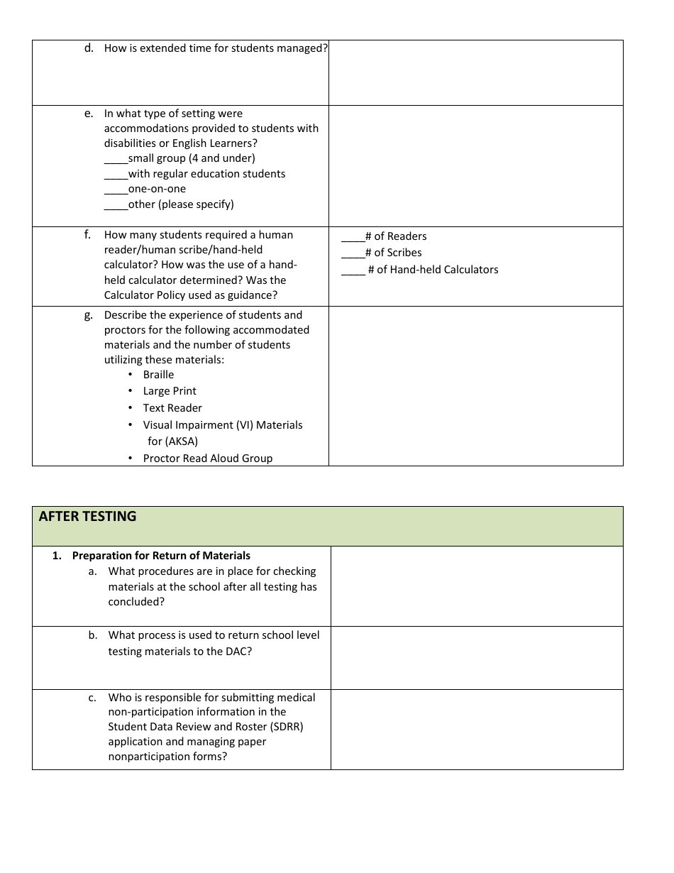 Kentucky Summative Assessments (Ksa) and Alternate Kentucky Summative Assessments(Aksa) Site Visit Survey Questions - Kentucky, Page 4