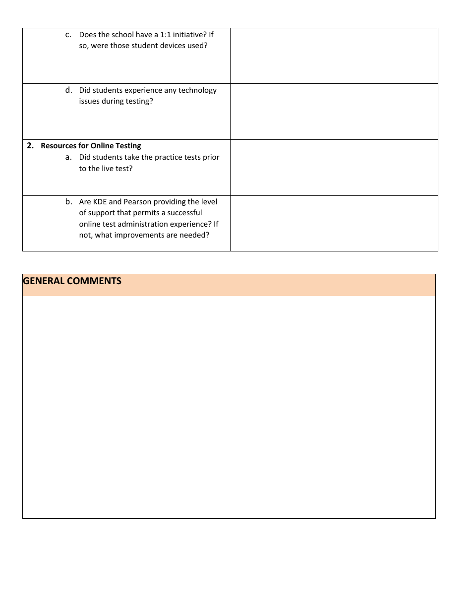Kentucky Summative Assessments (Ksa) and Alternate Kentucky Summative Assessments(Aksa) Site Visit Survey Questions - Kentucky, Page 6