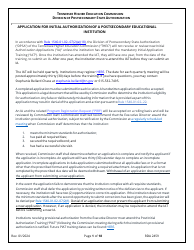 Document preview: Application for Initial Authorization of a Postsecondary Educational Institution - Tennessee