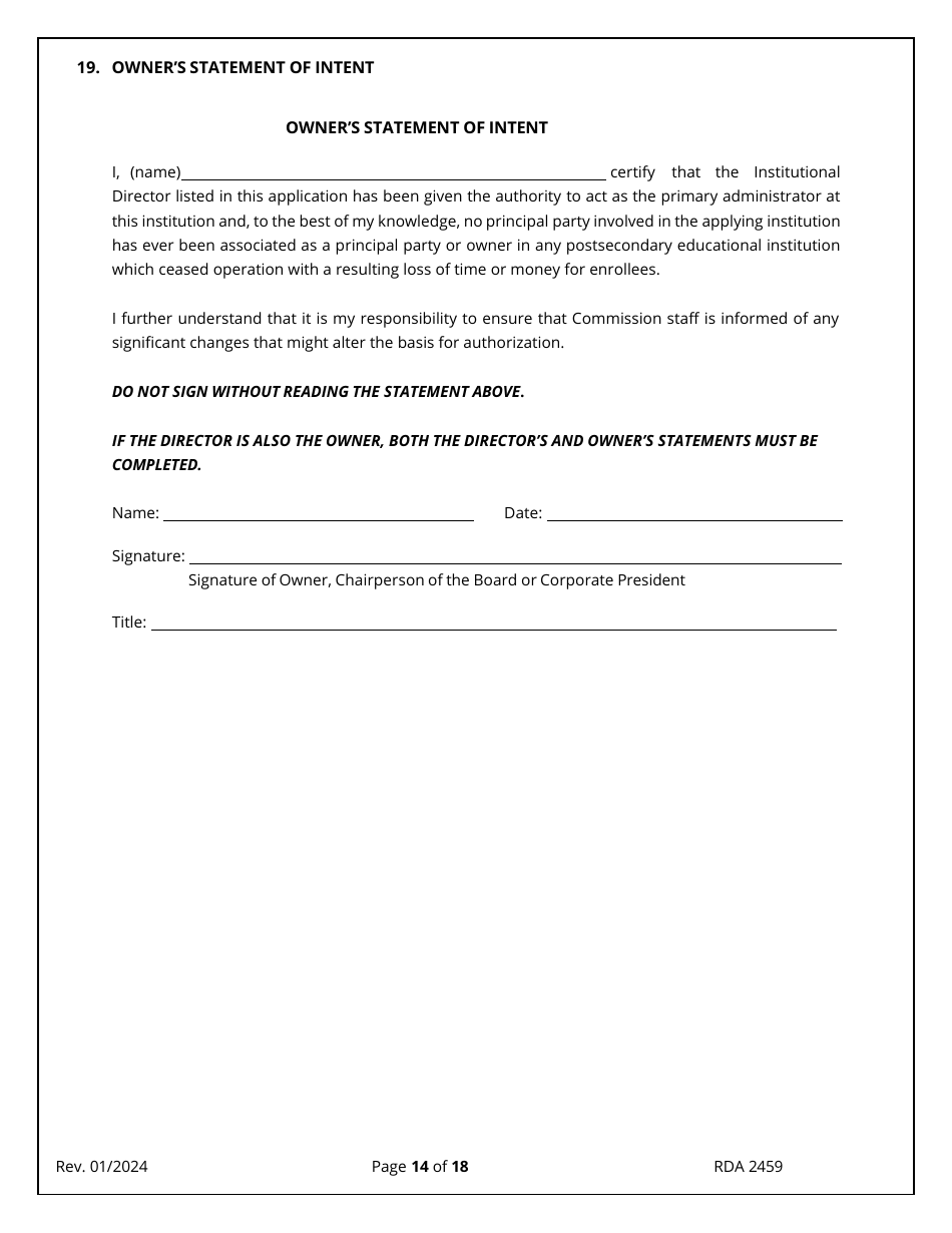 Application for Initial Authorization of a Postsecondary Educational Institution - Tennessee, Page 14