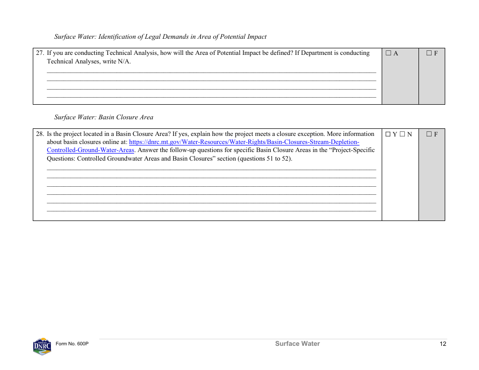 Form 600P Preapplication Meeting Form - Montana, Page 12