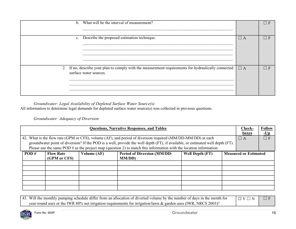 Form 600P Preapplication Meeting Form - Montana, Page 19