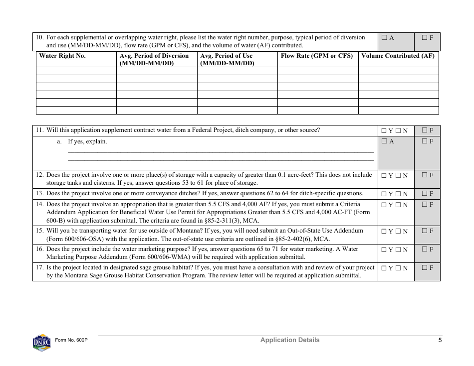 Form 600P Preapplication Meeting Form - Montana, Page 5