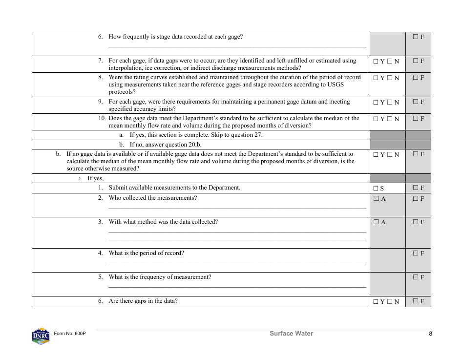 Form 600P Preapplication Meeting Form - Montana, Page 8