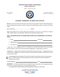 Document preview: License Transfer to Inactive Status - Louisiana