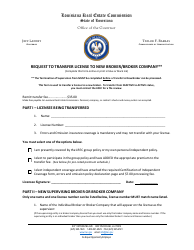 Document preview: Request to Transfer License to New Broker/Broker Company - Louisiana