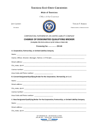 Document preview: Change of Designated Qualifying Broker - Corporation, Partnership, or Limited Liability Company - Louisiana